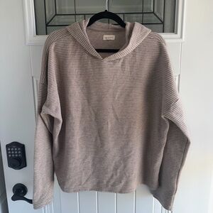 Thread & Supply Taupe Ribbed Hoodie Sweatshirt